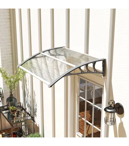 Marquesina para Puertas y Ventanas 100x75 cm con Paneles de Policarbonato Barra de Aluminio Transparente