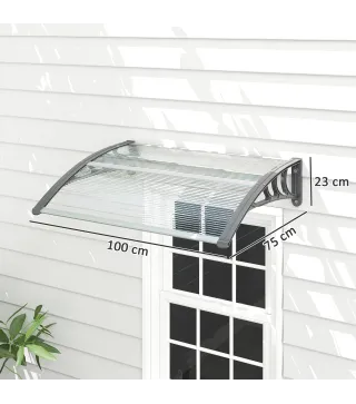 Marquesina para Puertas y Ventanas 100x75 cm con Paneles de Policarbonato Barra de Aluminio Transparente