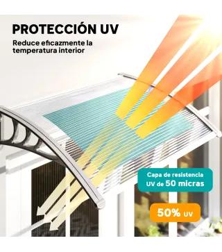 Marquesina para Puertas y Ventanas 100x75 cm con Paneles de Policarbonato Barra de Aluminio Transparente