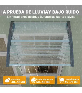 Marquesina para Puertas y Ventanas 100x75 cm con Paneles de Policarbonato Barra de Aluminio Transparente