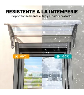 Marquesina para Puertas y Ventanas 100x75 cm con Paneles de Policarbonato Barra de Aluminio Transparente
