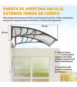 Marquesina para Puertas y Ventanas 100x75 cm con Paneles de Policarbonato Barra de Aluminio Transparente