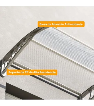 Marquesina para Puertas y Ventanas 100x75 cm con Paneles de Policarbonato Barra de Aluminio Transparente