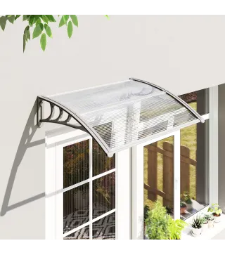 Marquesina para Puertas y Ventanas 100x75 cm con Paneles de Policarbonato Barra de Aluminio Transparente
