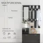 Conjunto de Recibidor de Entrada con Espejo Perchero y Zapatero Muebles de Recibidor de 2 Piezas con 6 Ganchos Negro
