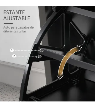 Conjunto de Recibidor de Entrada con Espejo Perchero y Zapatero Muebles de Recibidor de 2 Piezas con 6 Ganchos Negro