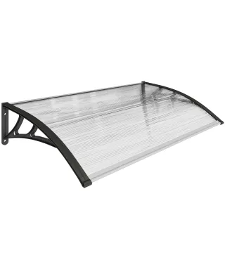 Marquesina para Puertas y Ventanas 110x60 cm con Paneles de Policarbonato Barras de Aluminio Transparente