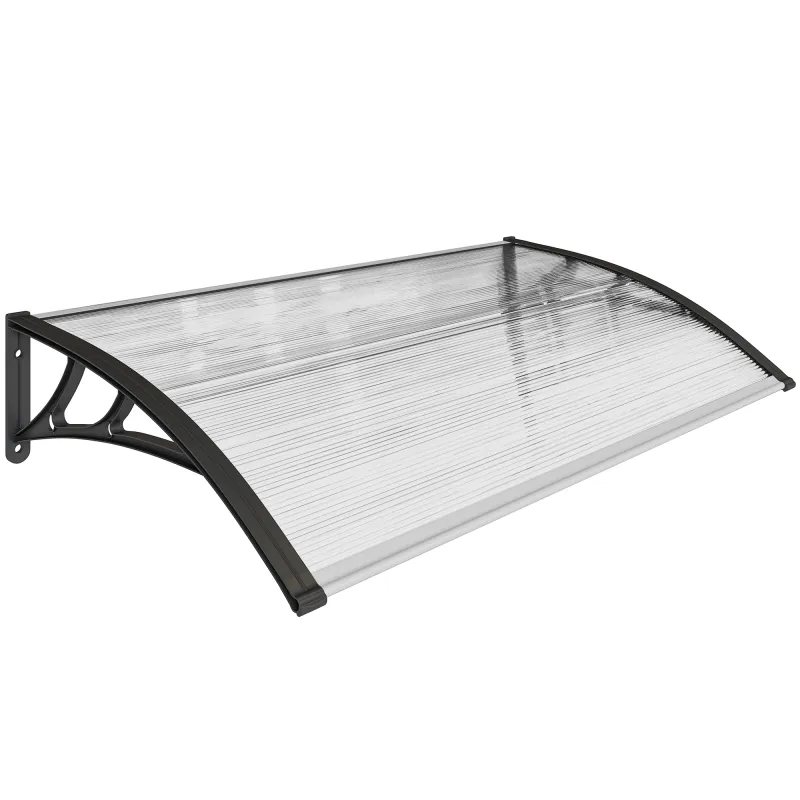 Marquesina para Puertas y Ventanas 110x60 cm con Paneles de Policarbonato Regleta de Aluminio Transparente