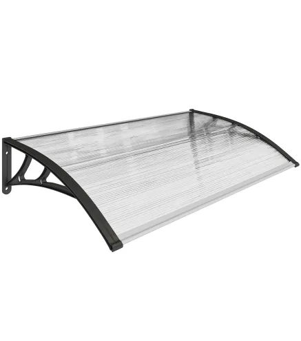 Marquesina para Puertas y Ventanas 110x60 cm con Paneles de Policarbonato Barras de Aluminio Transparente