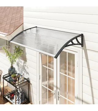 Marquesina para Puertas y Ventanas 110x60 cm con Paneles de Policarbonato Regleta de Aluminio Transparente