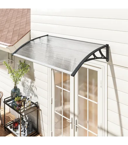 Marquesina para Puertas y Ventanas 110x60 cm con Paneles de Policarbonato Regleta de Aluminio Transparente