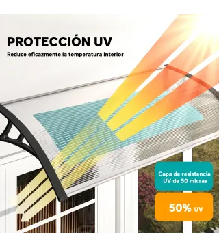 Marquesina para Puertas y Ventanas 110x60 cm con Paneles de Policarbonato Barras de Aluminio Transparente
