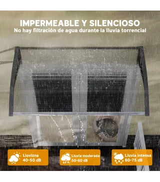 Marquesina para Puertas y Ventanas 110x60 cm con Paneles de Policarbonato Barras de Aluminio Transparente