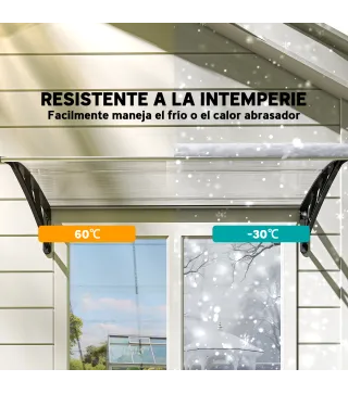 Marquesina para Puertas y Ventanas 110x60 cm con Paneles de Policarbonato Barras de Aluminio Transparente