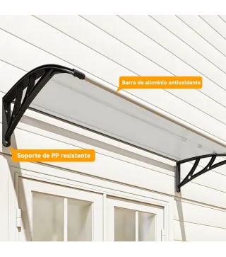 Marquesina para Puertas y Ventanas 110x60 cm con Paneles de Policarbonato Barras de Aluminio Transparente
