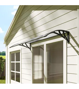 Marquesina para Puertas y Ventanas 110x60 cm con Paneles de Policarbonato Barras de Aluminio Transparente