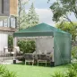 Carpa Plegable Pop-up 3x3 m con 2 Paredes Laterales Anti-UV Altura Ajustable Sacos de Arena y Bolsa de Transporte Verde