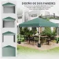 Carpa Plegable Pop-up 3x3 m con 2 Paredes Laterales Anti-UV Altura Ajustable Sacos de Arena y Bolsa de Transporte Verde