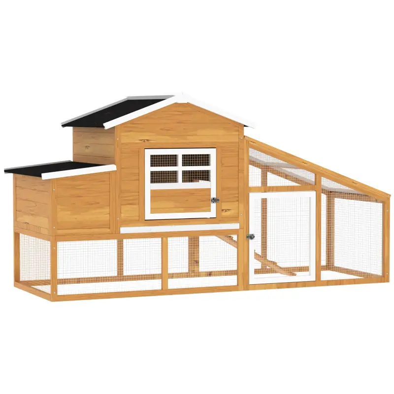 Gallinero de Madera Exterior Jaula para 2-4 Gallinas con Corral de Alambre Techos Asfálticos Nido Bandeja Extraíble y Rampa 200x