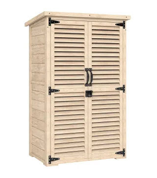 Caseta de Jardín de Madera 75x50x118 cm Armario para Almacenaje de Herramientas con 2 Estantes y 2 Puertas Natural