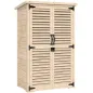 Caseta de Jardín de Madera 75x50x118 cm Armario para Almacenaje de Herramientas con 2 Estantes y 2 Puertas Natural
