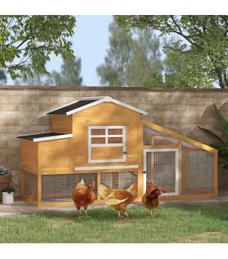 Gallinero de Madera Exterior Jaula para 2-4 Gallinas con Corral de Alambre Techos Asfálticos Nido Bandeja Extraíble y Rampa 200x
