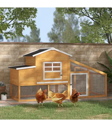 Gallinero de Madera Exterior Jaula para 2-4 Gallinas con Corral de Alambre Techos Asfálticos Nido Bandeja Extraíble y Rampa 200x