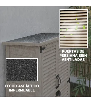 Caseta de Jardín de Madera 75x50x118 cm Armario para Almacenaje de Herramientas con 2 Estantes y 2 Puertas Natural