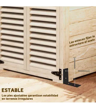 Caseta de Jardín de Madera 75x50x118 cm Armario para Almacenaje de Herramientas con 2 Estantes y 2 Puertas Natural