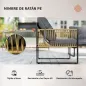 Conjunto de Jardín Exterior de Ratán Sintético con 2 Sillones 1 Sofá de 2 Plazas 1 Mesa de Centro y Cojines Gris