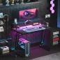 Escritorio Gaming con Luces LED 100x60 cm omas de Corriente Soporte para Monitor Estantes y Control Remoto Negro