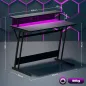 Escritorio Gaming con Luces LED 100x60 cm omas de Corriente Soporte para Monitor Estantes y Control Remoto Negro