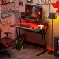 Escritorio Gaming con Luces LED 100x60 cm omas de Corriente Soporte para Monitor Estantes y Control Remoto Negro