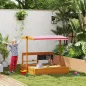 Arenero de Madera para Niños con Techo Regulable con Juguetes de Cocina Juego para Niños 3-7 Años 114x110x110 cm Marrón