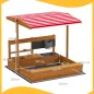 Arenero de Madera para Niños con Techo Regulable con Juguetes de Cocina Juego para Niños 3-7 Años 114x110x110 cm Marrón