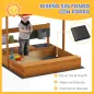 Arenero de Madera para Niños con Techo Regulable con Juguetes de Cocina Juego para Niños 3-7 Años 114x110x110 cm Marrón