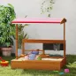 Arenero de Madera para Niños con Techo Regulable con Juguetes de Cocina Juego para Niños 3-7 Años 114x110x110 cm Marrón