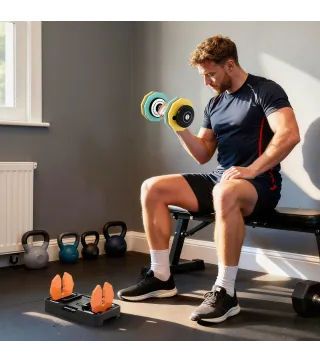 Mancuerna Ajustable 5 en 1 de 5 a 25 kg con Base de Almacenamiento y Mango Antideslizante para Casa Gimnasio Multicolor