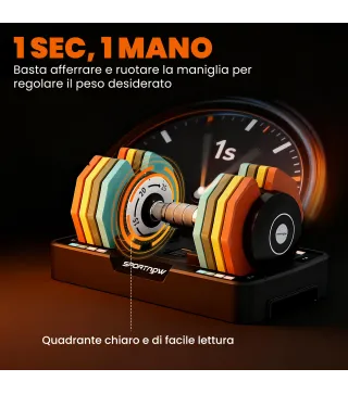 Mancuerna Ajustable 5 en 1 de 5 a 25 kg con Base de Almacenamiento y Mango Antideslizante para Casa Gimnasio Multicolor