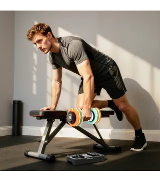 Mancuerna Ajustable 5 en 1 de 5 a 25 kg con Base de Almacenamiento y Mango Antideslizante para Casa Gimnasio Multicolor