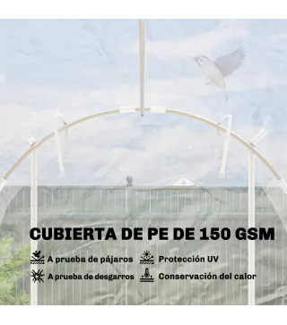 Invernadero de Túnel 3x2x2 m con 2 Puertas Enrollables Estructura de Acero Galvanizado Cubierta PE Anti-UV Transparente