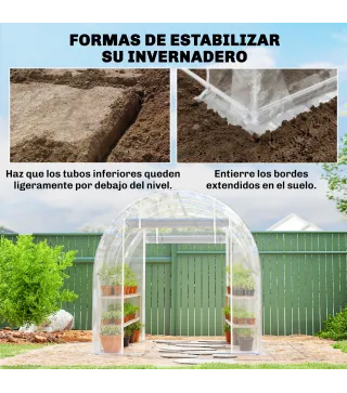 Invernadero de Túnel 3x2x2 m con 2 Puertas Enrollables Estructura de Acero Galvanizado Cubierta PE Anti-UV Transparente