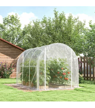 Invernadero de Túnel 3x2x2 m con 2 Puertas Enrollables Estructura de Acero Galvanizado Cubierta PE Anti-UV Transparente