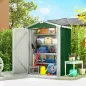 Cobertizo de Jardín Exterior 1,1 m² 133x87x178 cm con 2 Puertas Abatibles Techo a Dos Aguas y Guantes Verde