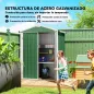 Cobertizo de Jardín Exterior 1,1 m² 133x87x178 cm con 2 Puertas Abatibles Techo a Dos Aguas y Guantes Verde