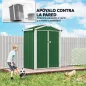 Cobertizo de Jardín Exterior 1,1 m² 133x87x178 cm con 2 Puertas Abatibles Techo a Dos Aguas y Guantes Verde