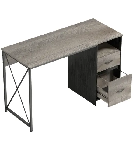 Mesa de Ordenador 120x50 cm Escritorio de Ordenador Industrial con Compartimento y 2 Cajones para Oficina Gris Claro