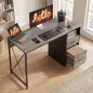 Mesa de Ordenador 120x50 cm Escritorio de Ordenador Industrial con Compartimento y 2 Cajones para Oficina Gris Claro