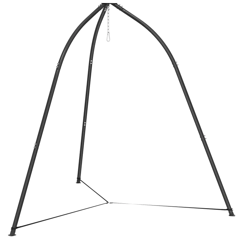 Soporte para Silla Colgante Triangular con Cadena Ajustable Base Estable para Patio Jardín Carga 150 kg Negro