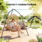 Soporte para Silla Colgante Triangular con Cadena Ajustable Base Estable para Patio Jardín Carga 150 kg Negro
